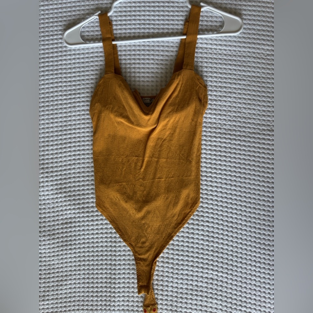 Free People Mustard Bodysuit
